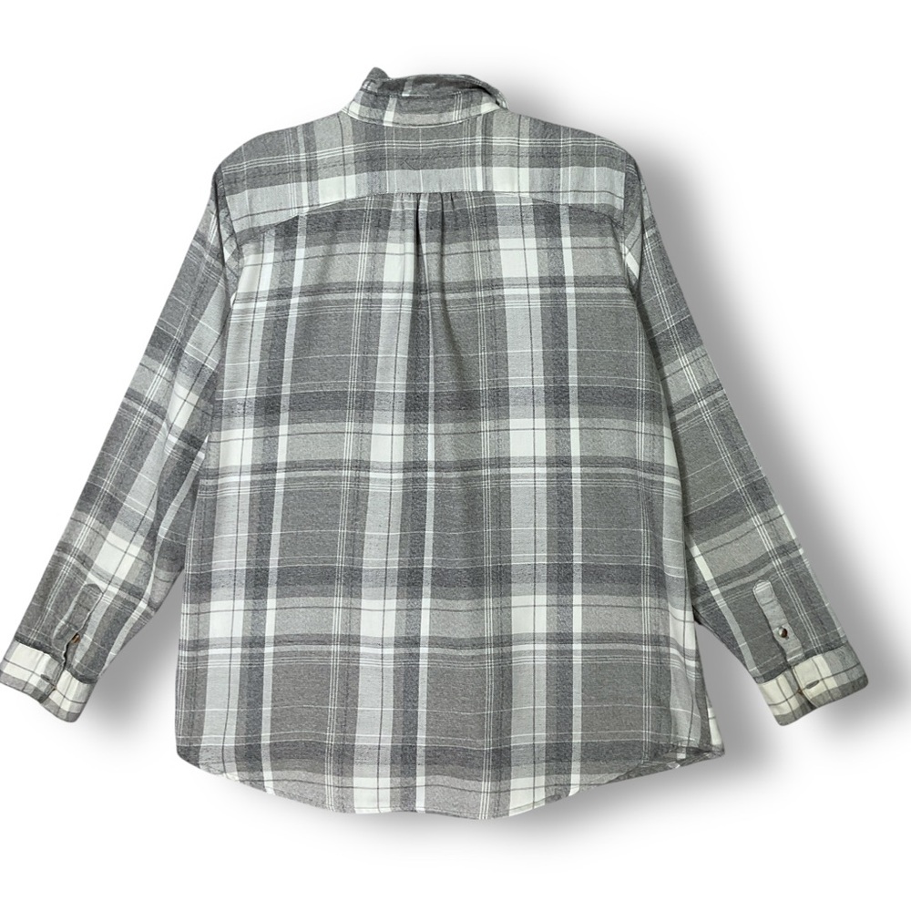 Kuhl Womens Plaid Flannel Shirt Sz XL Button Down Long Sleeve Gray Grunge - Picture 7 of 13